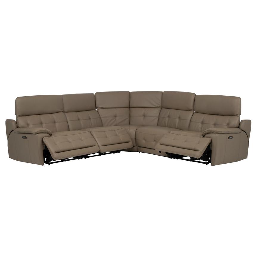 Graystone Dark Taupe Leather Power Reclining Sectional with 5PCS/3PWR alternate image, 2 of 9 images.