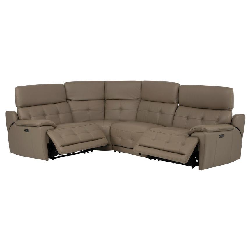 Graystone Dark Taupe Leather Power Reclining Sectional with 4PCS/2PWR alternate image, 2 of 9 images.