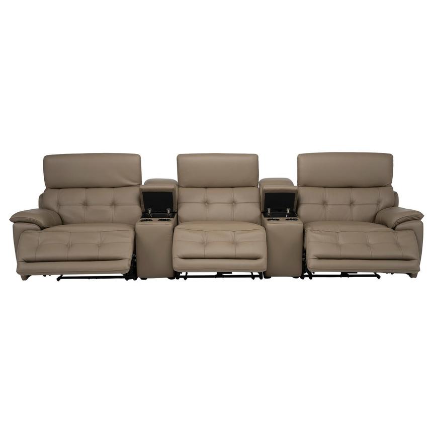 Graystone Dark Taupe Home Theater Leather Seating with 5PCS/3PWR alternate image, 2 of 13 images.