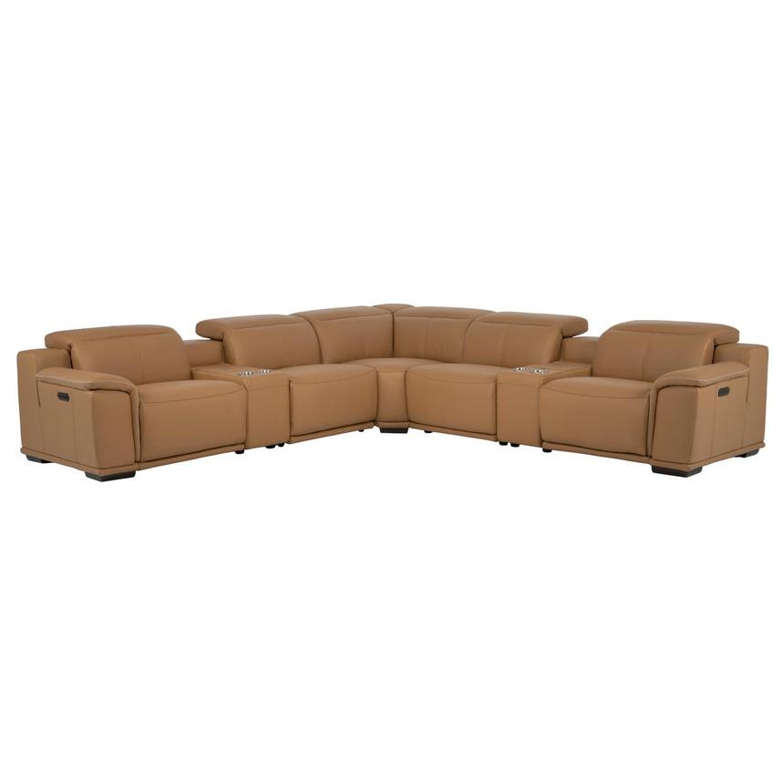 Davis 2.0 Tan Leather Power Reclining Sectional with 7PCS/3PWR  main image, 1 of 14 images.