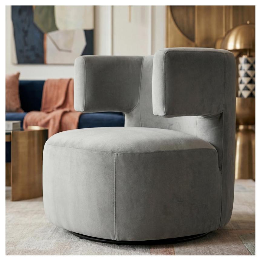 Oaklee Gray Swivel Accent Chair alternate image, 2 of 9 images.