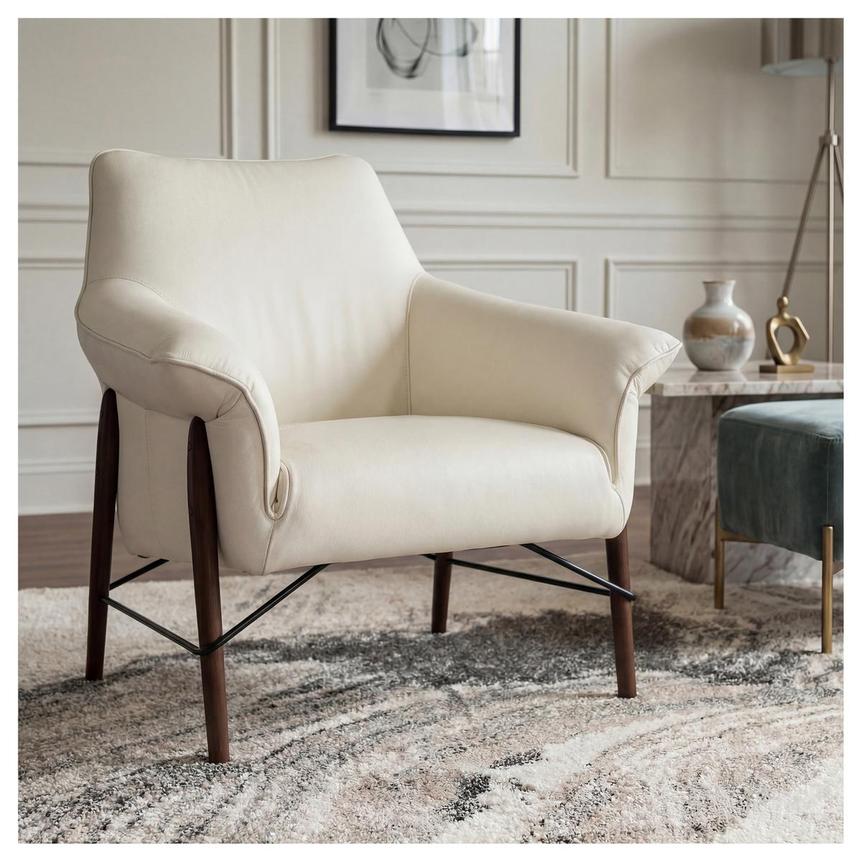 Jensen White Leather Accent Chair alternate image, 2 of 12 images.