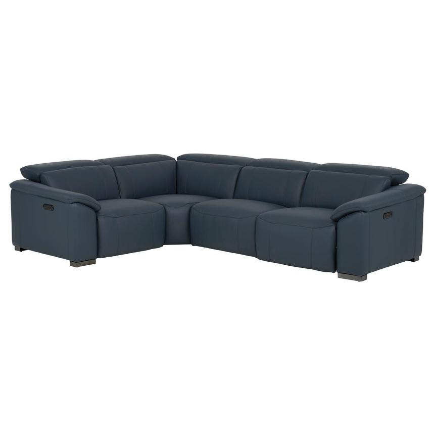 Cordova Blue Leather Power Reclining Sectional with 4PCS/2PWR  main image, 1 of 11 images.