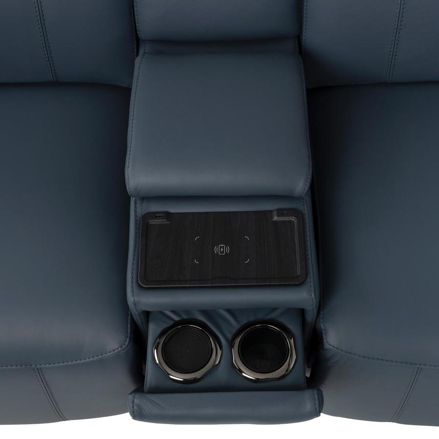 Cordova Blue Leather Power Reclining Sectional with 6PCS/3PWR  alternate image, 6 of 14 images.