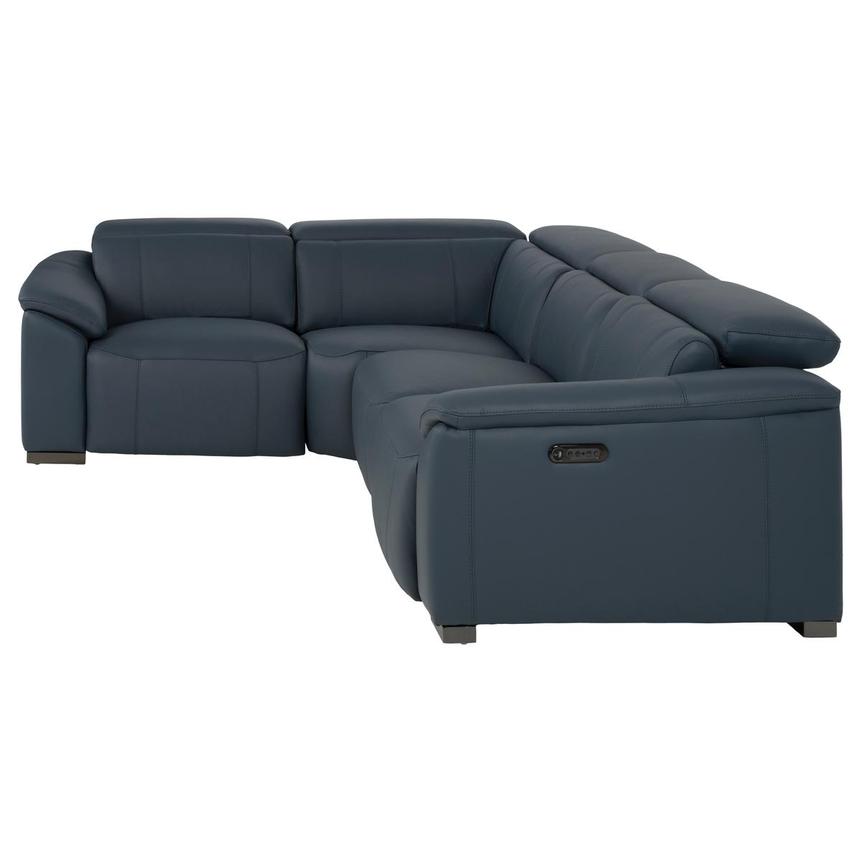 Cordova Blue Leather Power Reclining Sectional with 4PCS/2PWR alternate image, 4 of 11 images.