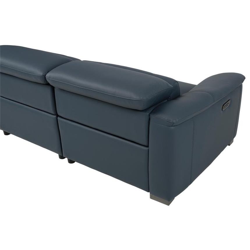 Cordova Blue Leather Power Reclining Sectional with 5PCS/2PWR alternate image, 4 of 10 images.