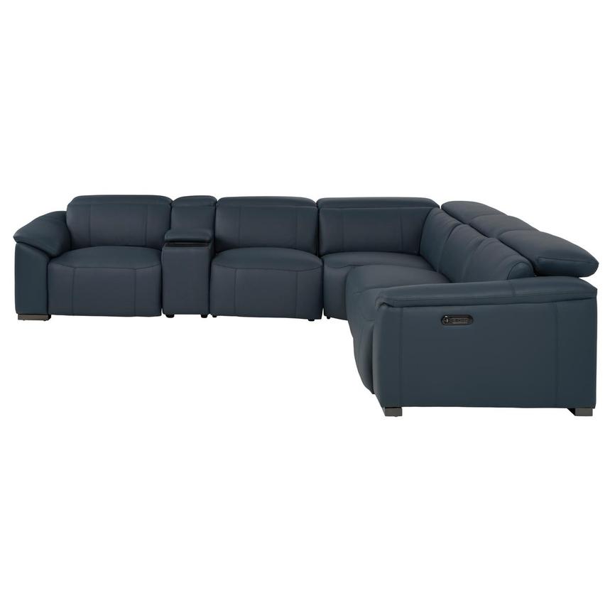 Cordova Blue Leather Power Reclining Sectional with 6PCS/2PWR alternate image, 4 of 15 images.