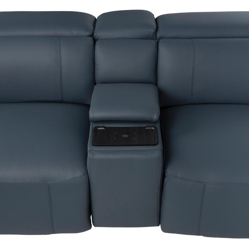 Cordova Blue Leather Power Reclining Sectional with 6PCS/3PWR alternate image, 7 of 14 images.
