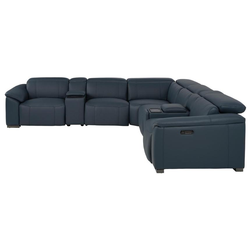 Cordova Blue Leather Power Reclining Sectional with 7PCS/3PWR alternate image, 4 of 15 images.