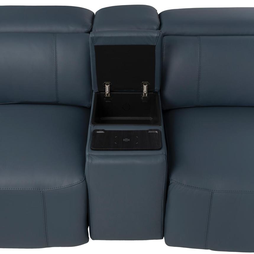 Cordova Blue Leather Power Reclining Sectional with 7PCS/3PWR alternate image, 9 of 15 images.