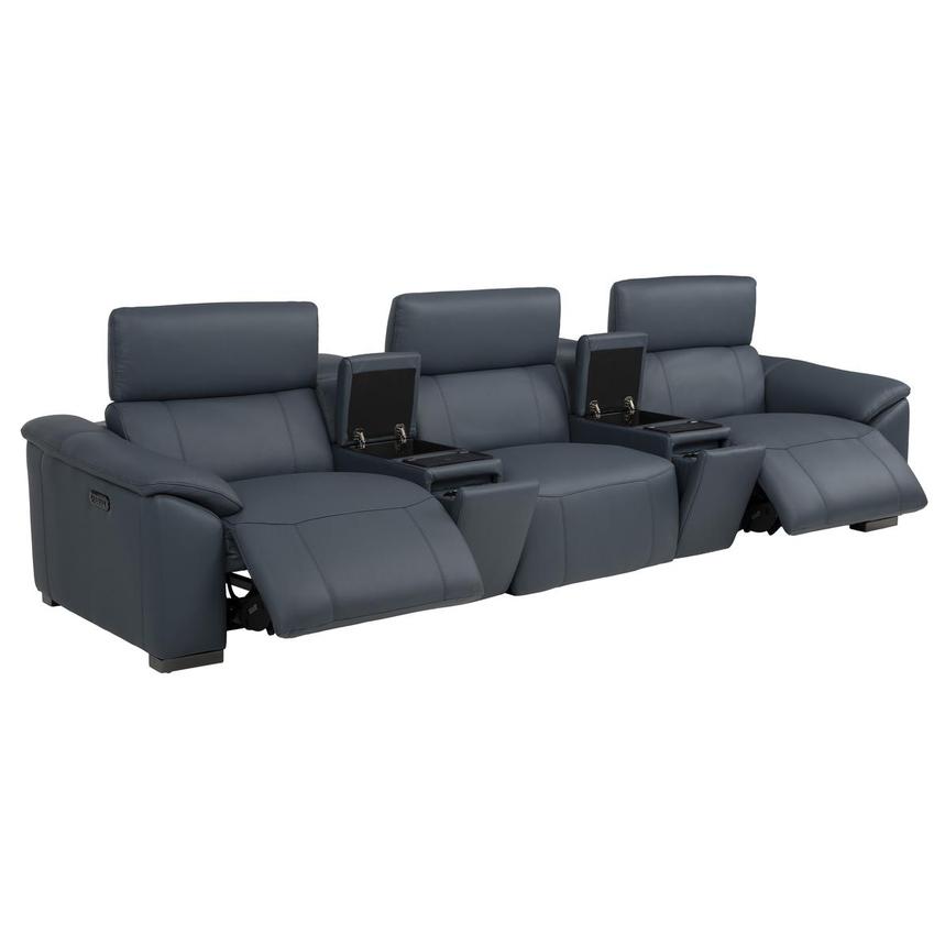 Cordova Blue Home Theater Leather Seating with 5PCS/2PWR alternate image, 4 of 12 images.