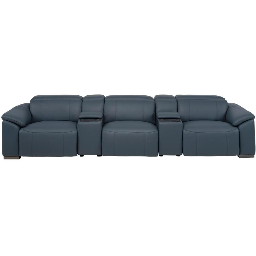 Cordova Blue Home Theater Leather Seating with 5PCS/2PWR  main image, 1 of 12 images.