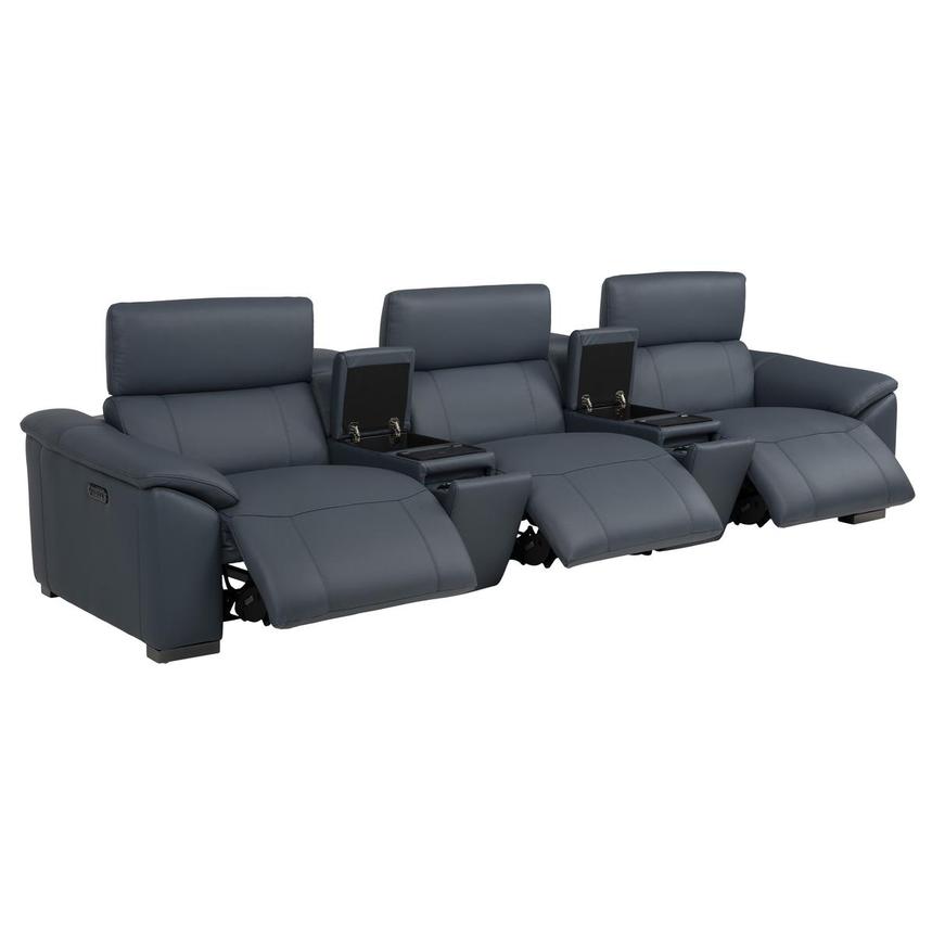 Cordova Blue Home Theater Leather Seating with 5PCS/3PWR alternate image, 4 of 12 images.