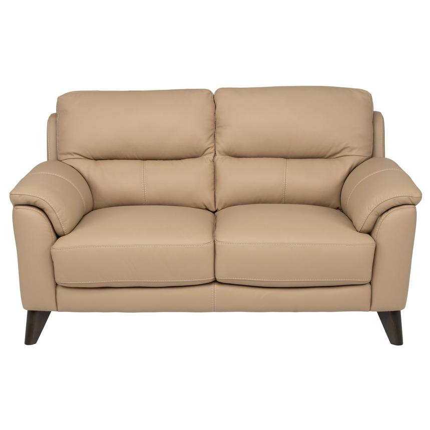 Bali Dark Cream Leather Loveseat  main image, 1 of 8 images.