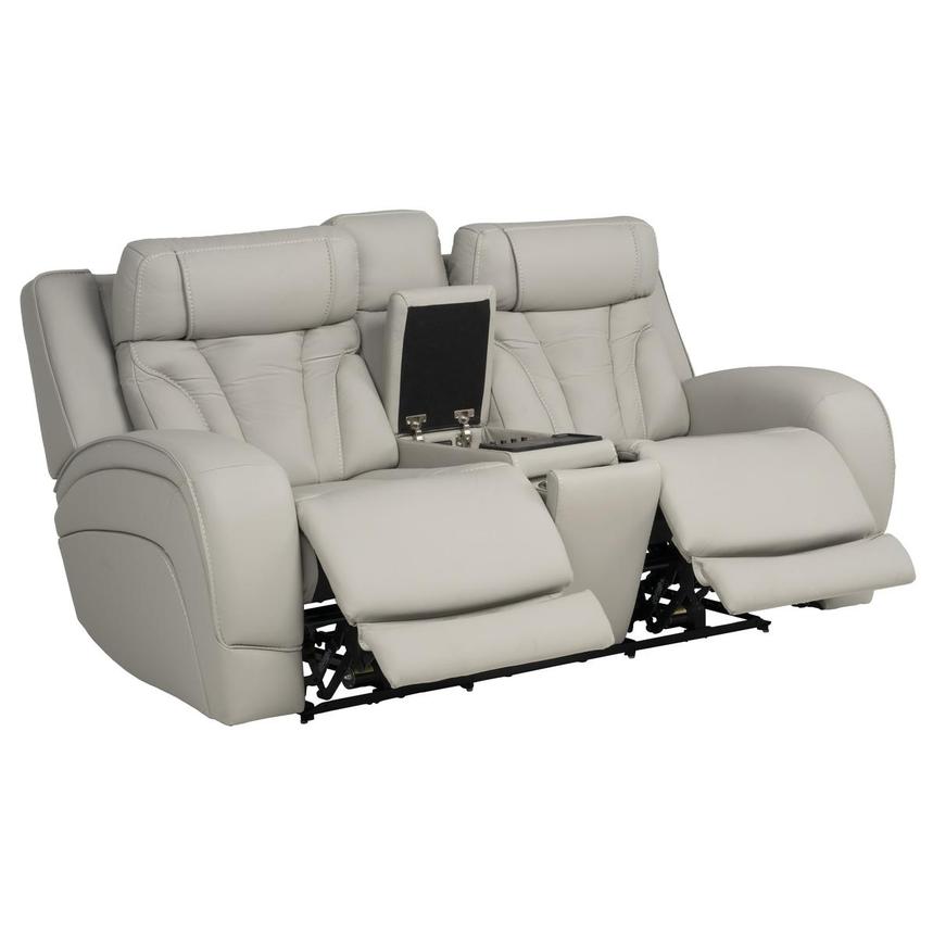 Kylo Light Gray Power Motion Leather Sofa w/Console alternate image, 4 of 19 images.
