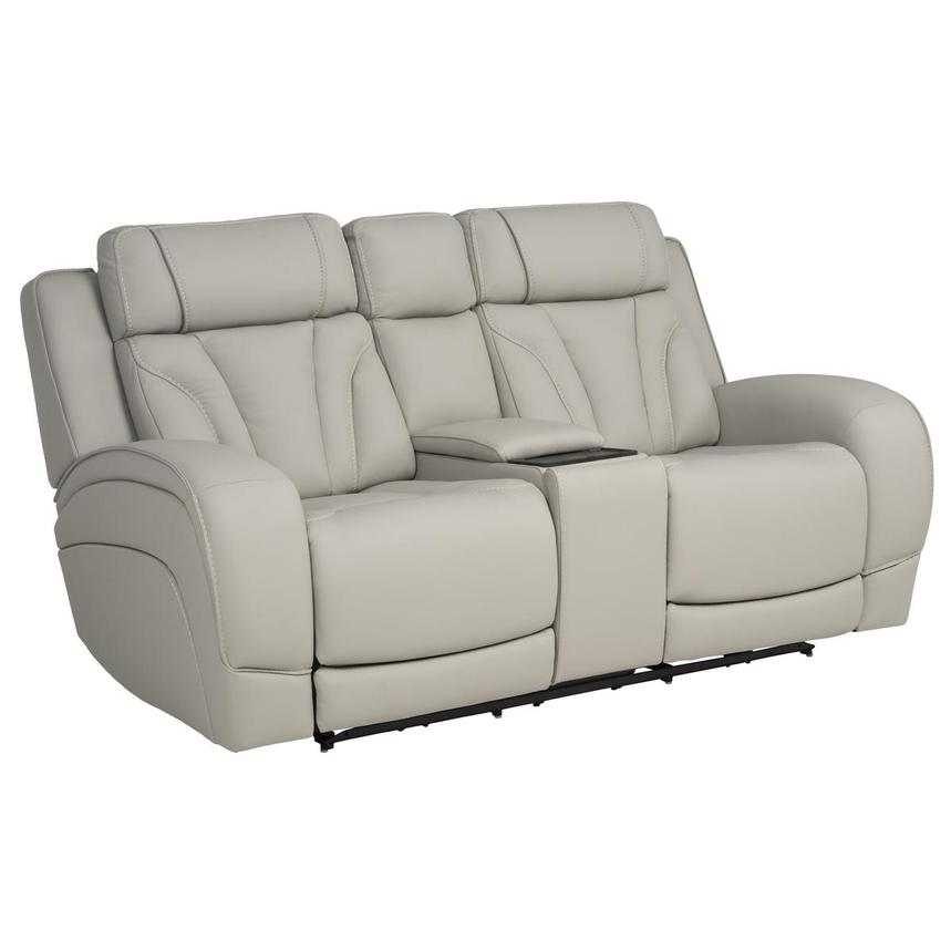Kylo Light Gray Power Motion Leather Sofa w/Console  alternate image, 3 of 19 images.