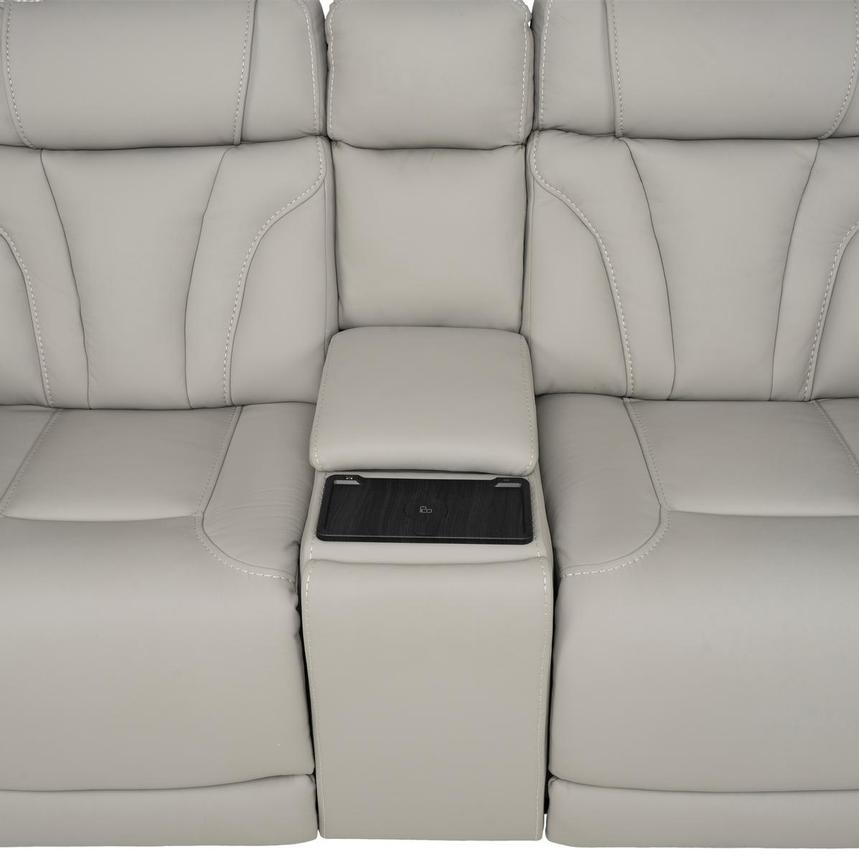 Kylo Light Gray Power Motion Leather Sofa w/Console  alternate image, 8 of 19 images.