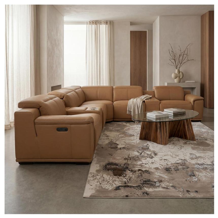 Davis 2.0 Tan Home Theater Leather Seating with 5PCS/2PWR alternate image, 2 of 13 images.