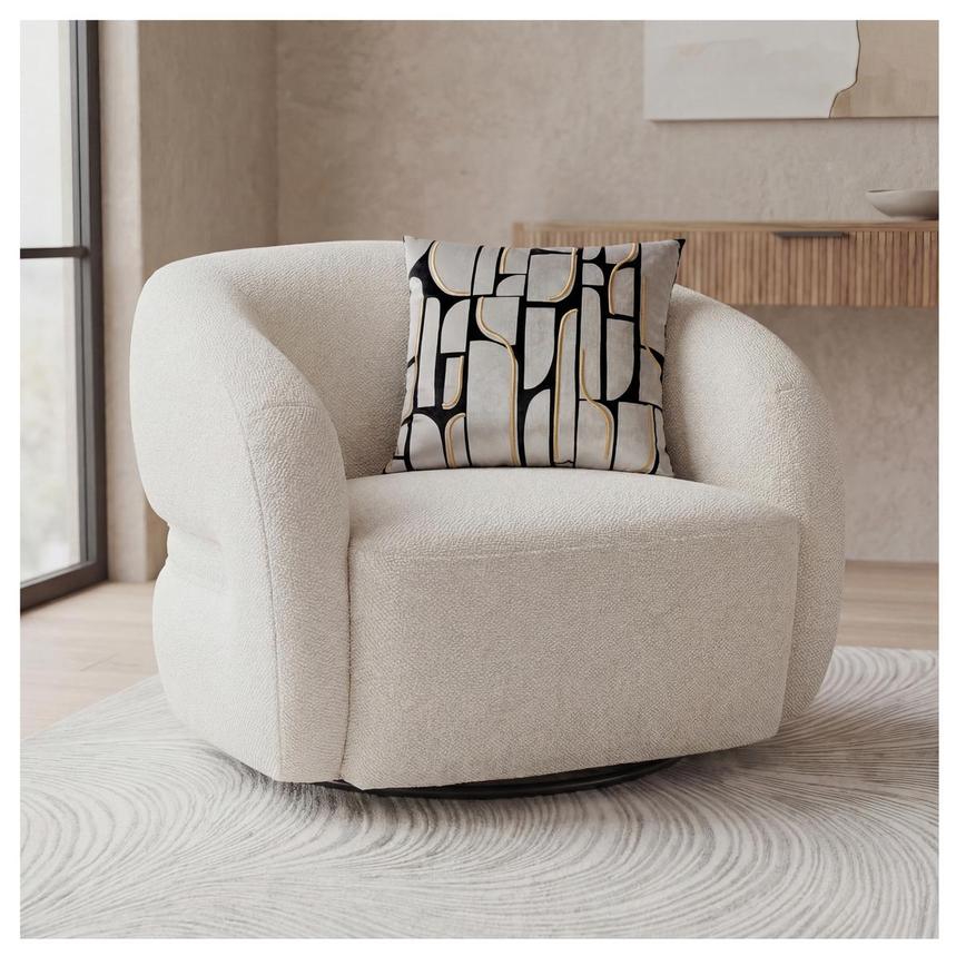 Zuri Cream Swivel Accent Chair alternate image, 2 of 10 images.