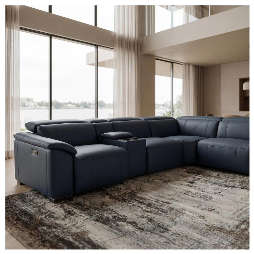 Cordova Blue Home Theater Leather Seating with 5PCS/2PWR  alternate image, 2 of 12 images.