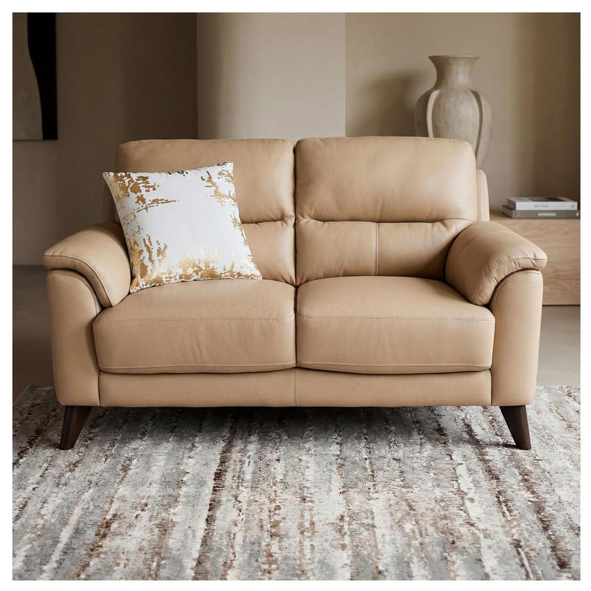 Bali Dark Cream Leather Loveseat alternate image, 2 of 8 images.