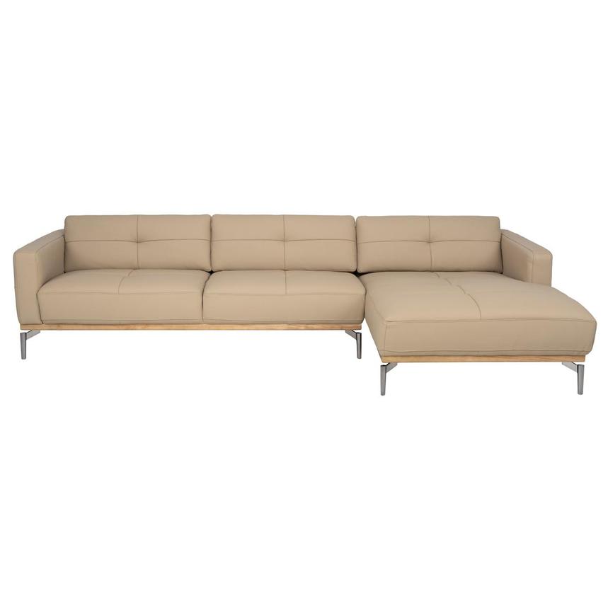 Nate Taupe Leather Corner Sofa w/Right Chaise main image, 1 of 12 images.
