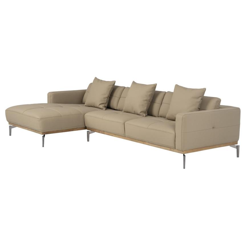 Nate Taupe Leather Corner Sofa w/Left Chaise  alternate image, 3 of 12 images.