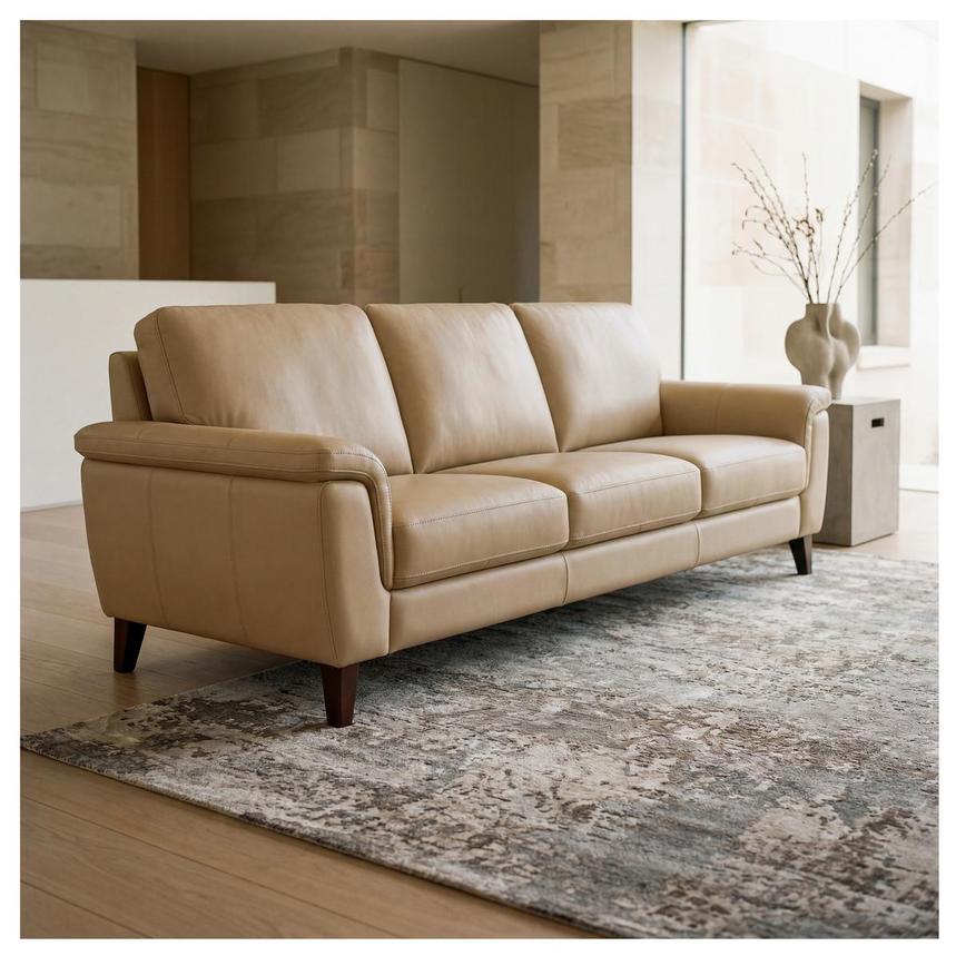 Bali Dark Cream Leather Sofa alternate image, 2 of 8 images.