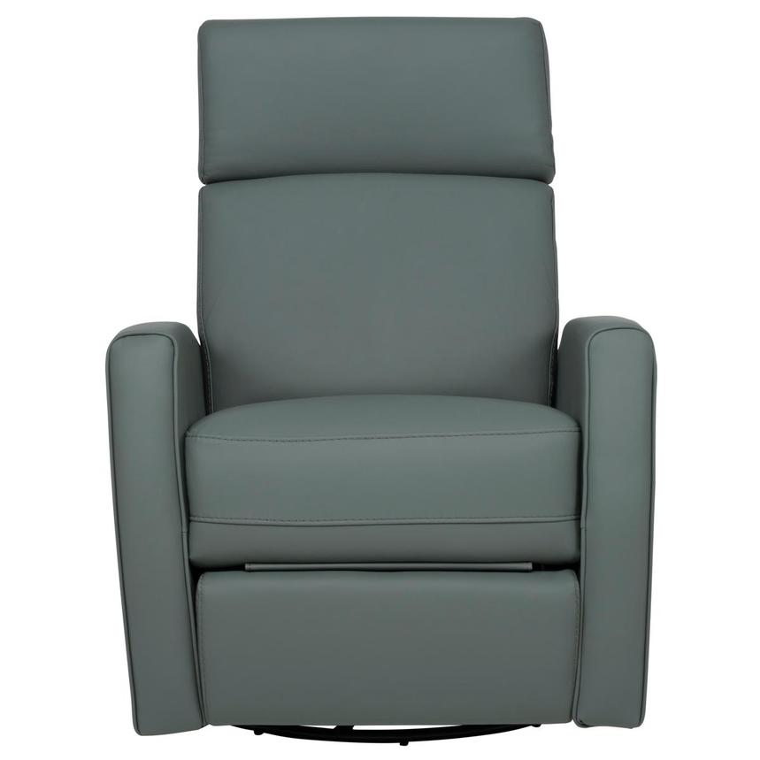 Lucca Blue Leather Power Swivel Glider Recliner main image, 1 of 10 images.