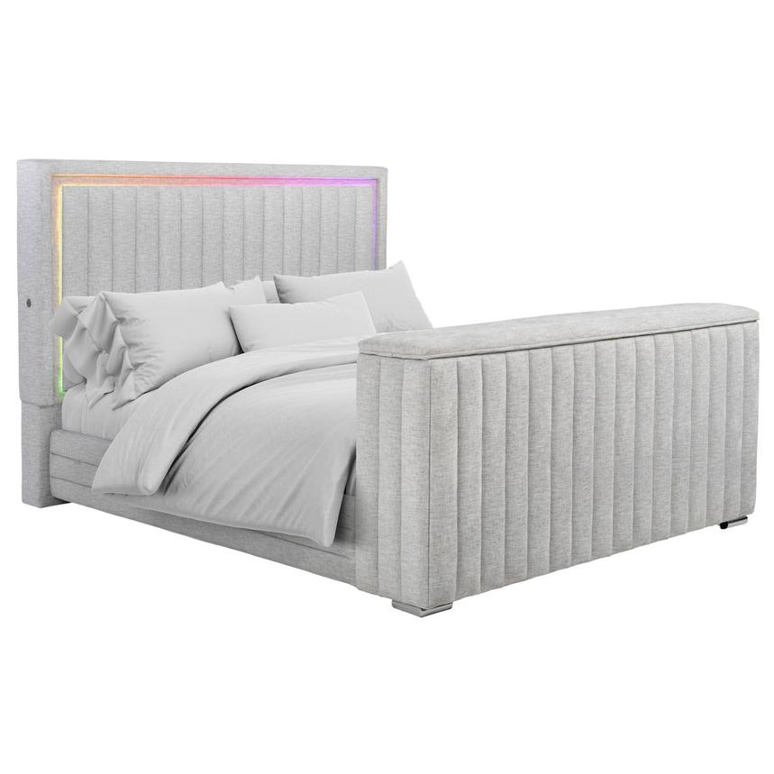 Ellia King Panel Bed w/LED Lights, TV Lift & Fireplace  alternate image, 8 of 13 images.