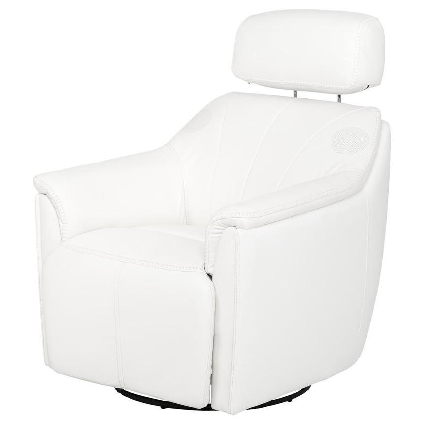 LuxTone White Leather Power Tilt Recliner main image, 1 of 14 images.