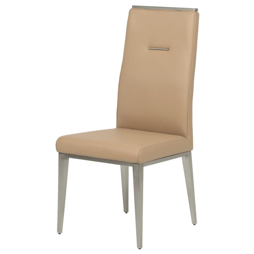 Celeste Dark Cream Leather Side Chair main image, 1 of 8 images.