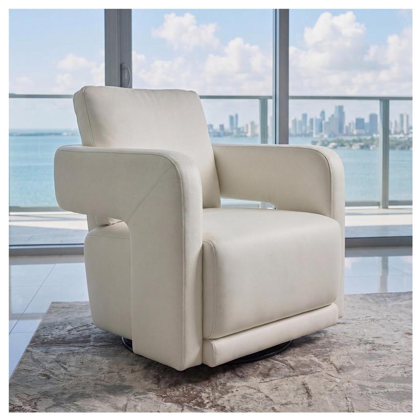 Carmello White Leather Swivel Chair alternate image, 2 of 8 images.