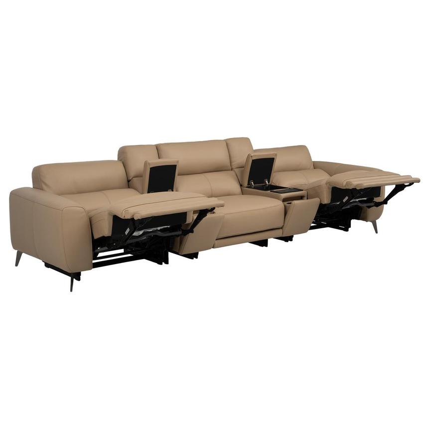 Granet Dark Cream Home Theater Leather Seating with 5PCS/2PWR alternate image, 6 of 17 images.