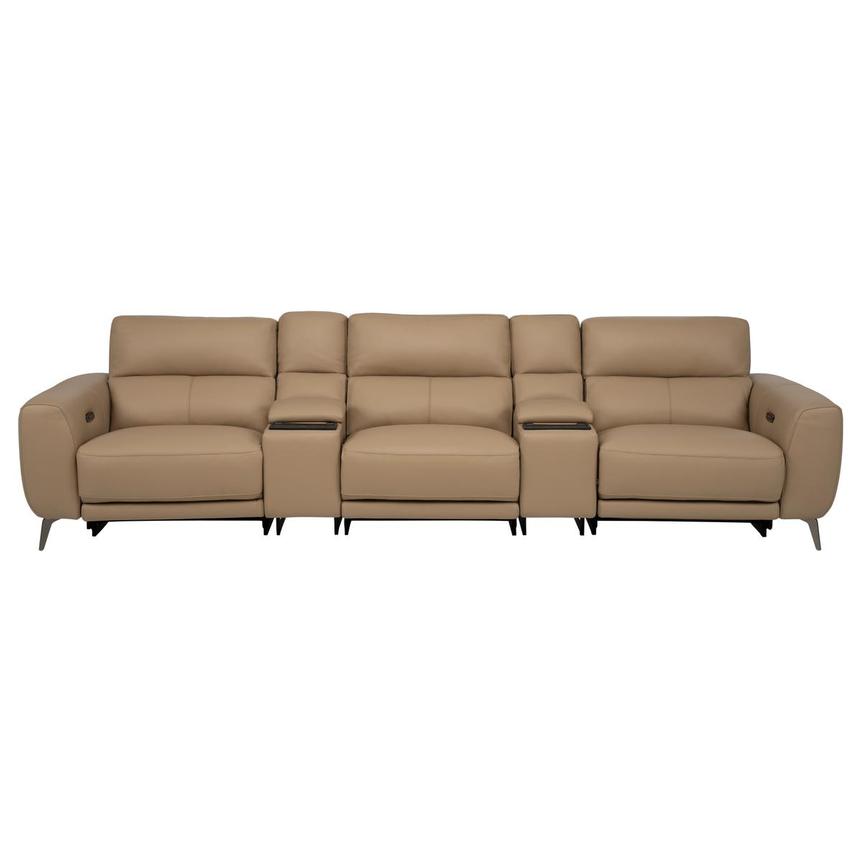 Granet Dark Cream Home Theater Leather Seating with 5PCS/3PWR main image, 1 of 41 images.