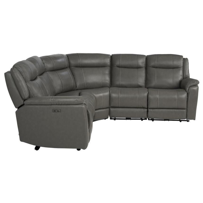 Samuel Dark Gray Leather Power Reclining Sectional with 5PCS/3PWR  alternate image, 4 of 10 images.