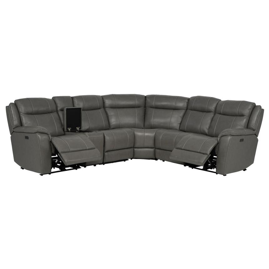 Samuel Dark Gray Leather Power Reclining Sectional with 6PCS/2PWR alternate image, 2 of 11 images.