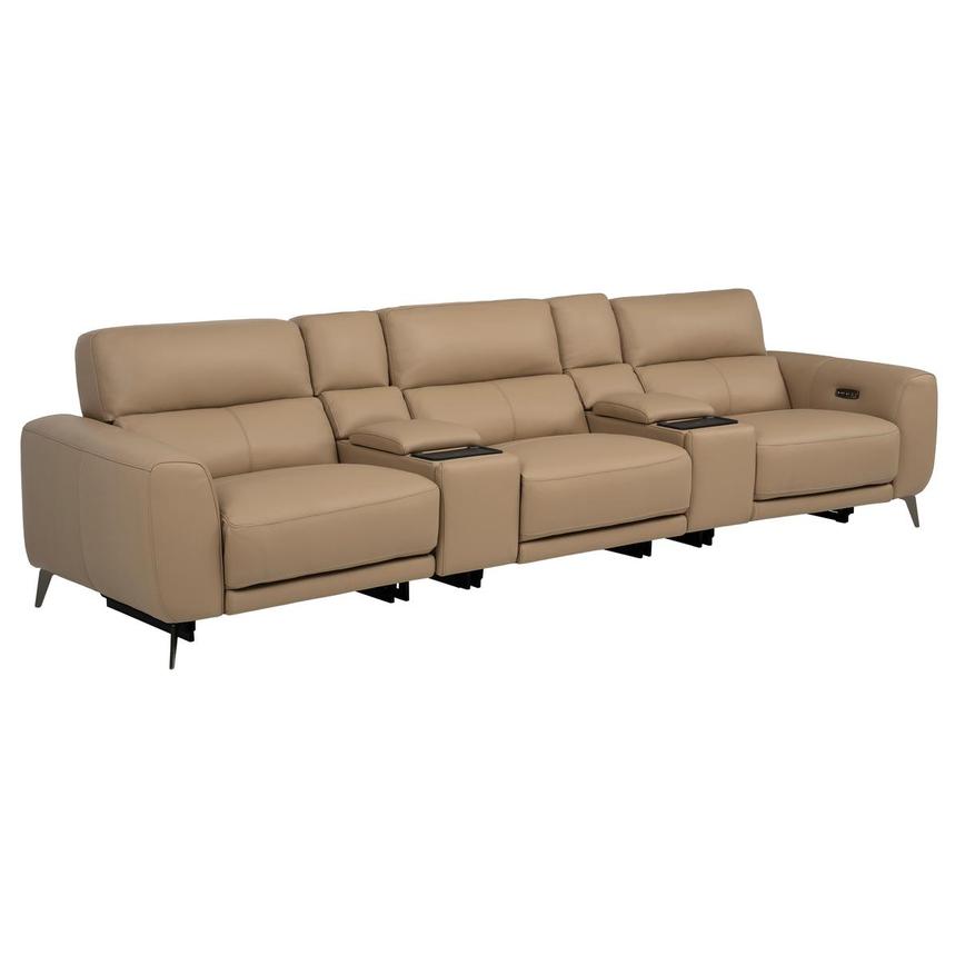 Granet Dark Cream Home Theater Leather Seating with 5PCS/3PWR alternate image, 6 of 41 images.