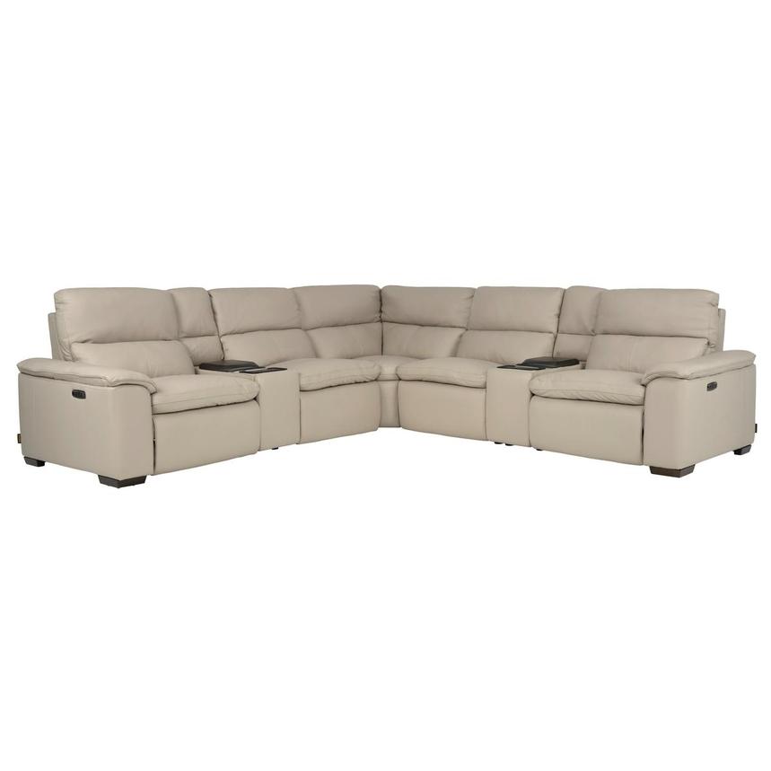 Volt Taupe Leather Power Reclining Sectional with 7PCS/3PWR main image, 1 of 11 images.