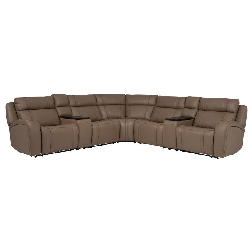 Galaxy Light Brown Leather Power Reclining Sectional with 7PCS/3PWR main image, 1 of 14 images.