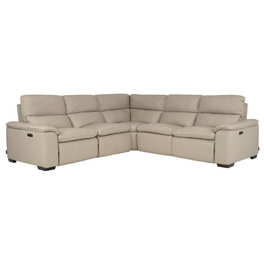 Volt Taupe Leather Power Reclining Sectional with 5PCS/2PWR main image, 1 of 9 images.