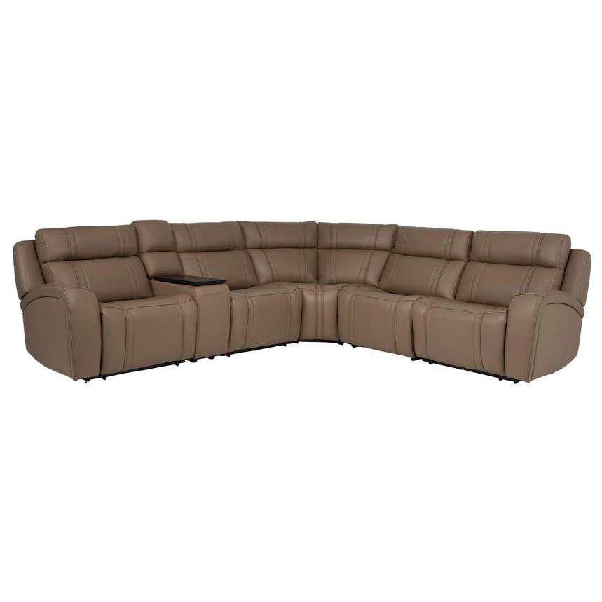 Galaxy Light Brown Leather Power Reclining Sectional with 6PCS/2PWR main image, 1 of 21 images.