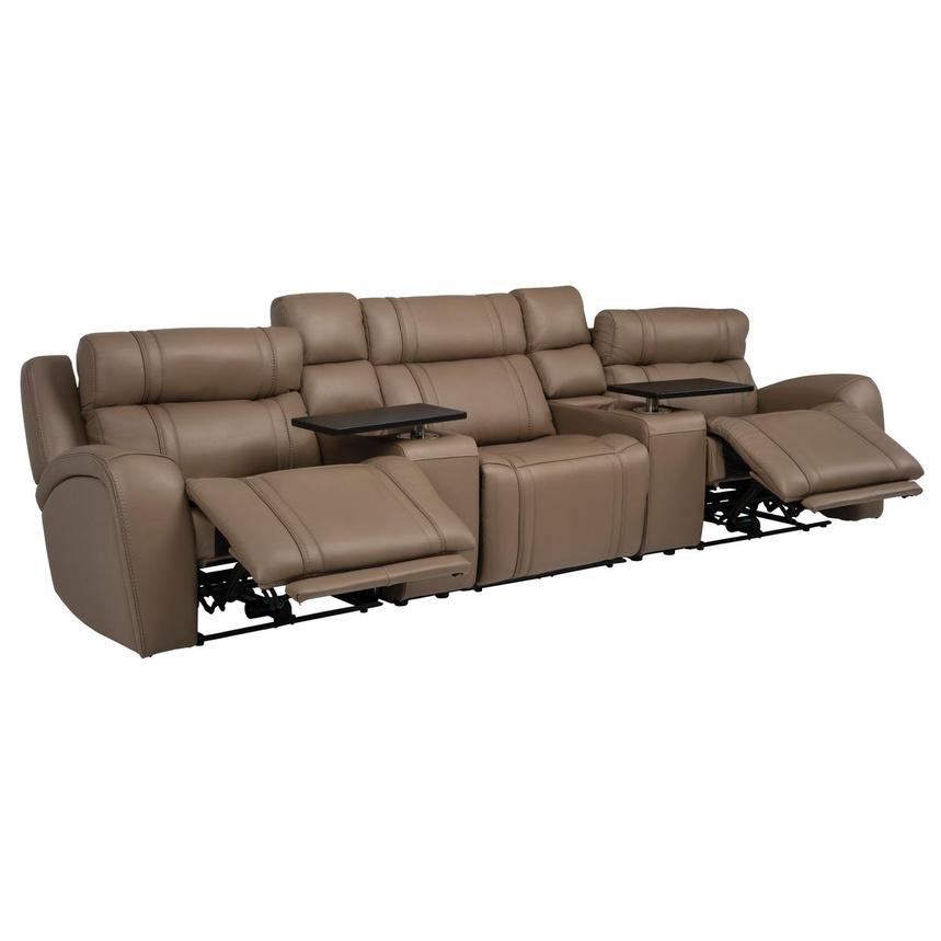 Galaxy Light Brown Home Theater Leather Seating with 5PCS/2PWR alternate image, 6 of 23 images.