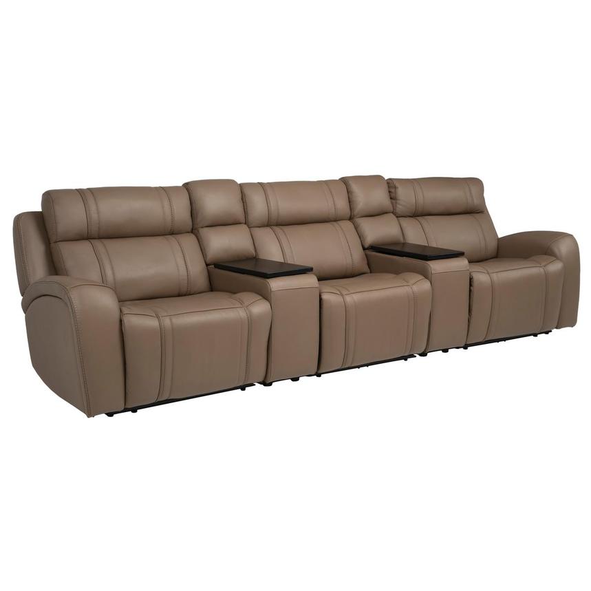 Galaxy Light Brown Home Theater Leather Seating with 5PCS/3PWR alternate image, 6 of 13 images.
