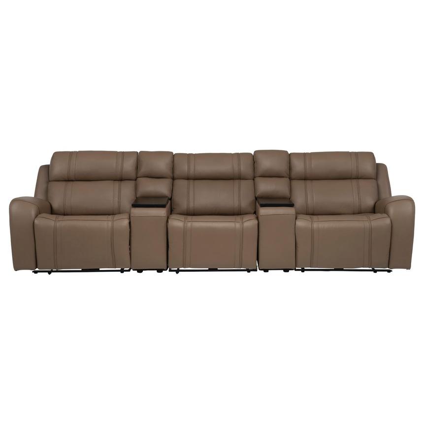 Galaxy Light Brown Home Theater Leather Seating with 5PCS/3PWR main image, 1 of 13 images.