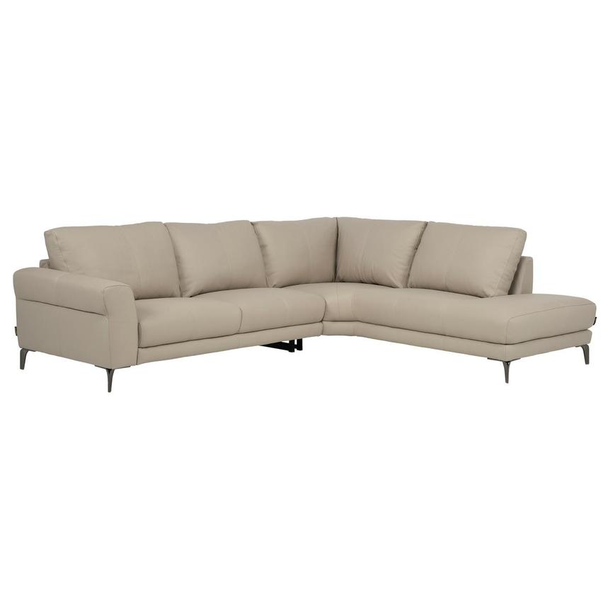 Ember Taupe Leather Sectional Sofa w/Right Chaise