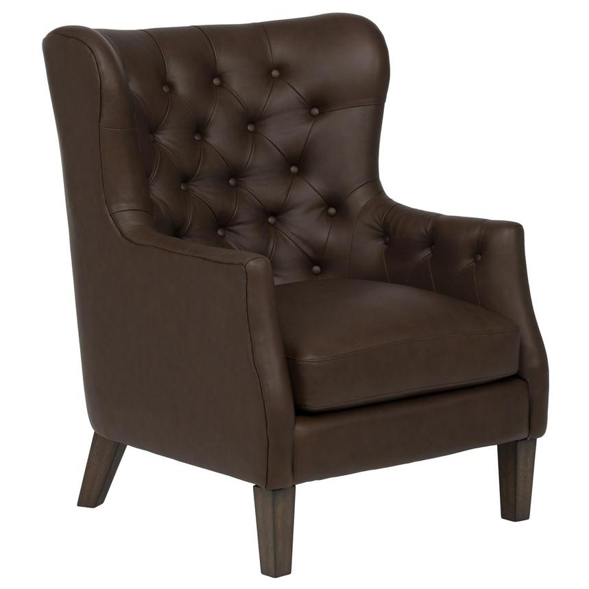 Belvedere Brown Leather Accent Chair alternate image, 4 of 10 images.
