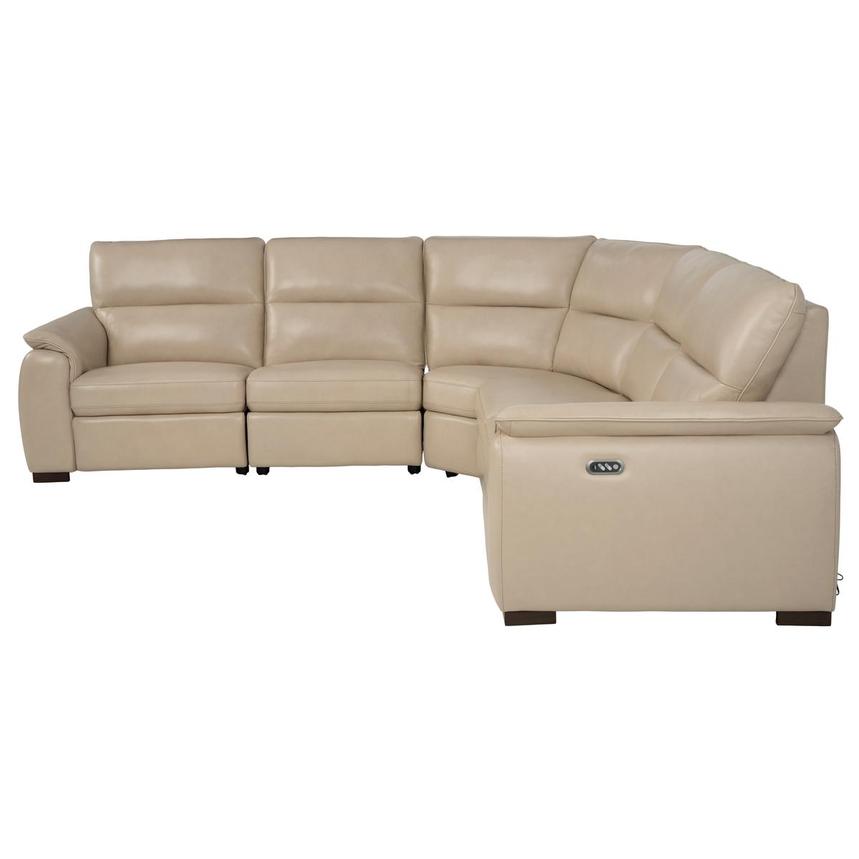 Promenade Beige Leather Power Reclining Sectional with 5PCS/3PWR alternate image, 4 of 9 images.