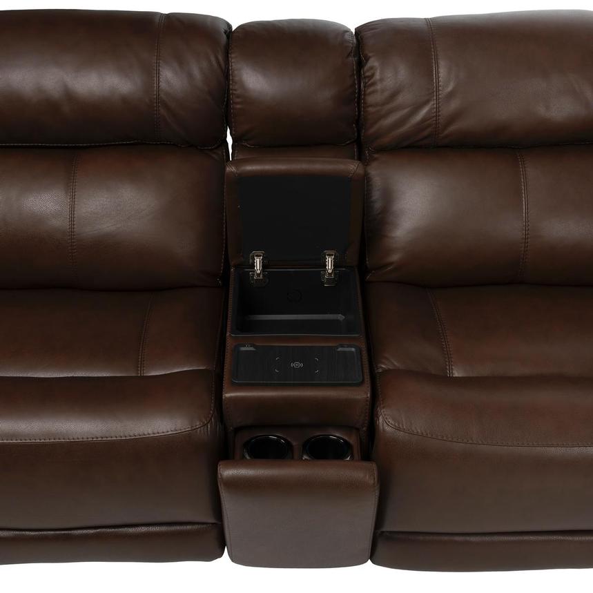 Bruno Brown Home Theater Leather Seating with 5PCS/2PWR alternate image, 6 of 12 images.