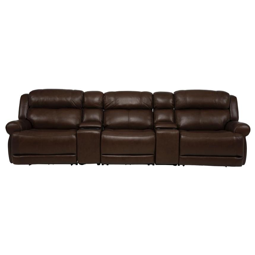Bruno Brown Home Theater Leather Seating with 5PCS/2PWR main image, 1 of 12 images.